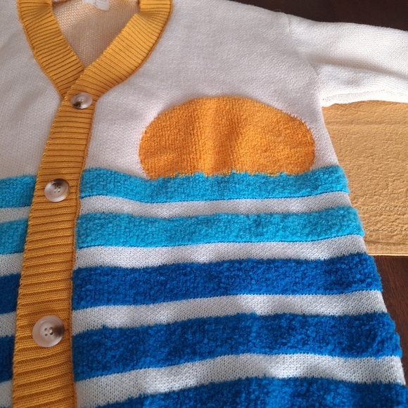 Nice! Simply Southern 3D Art Sun With Blue Stripes Cardigan S - Picture 1 of 16